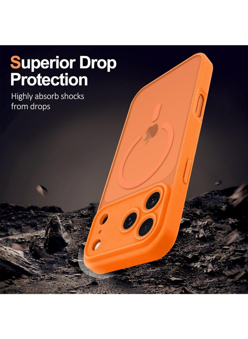 PULUZ iPhone 17 Pro Case, [Compatible with Magsafe] [Full Camera Protection] Magnetic Translucent Matte Back Bumper Shockproof Protective Phone Cover,Orange - Image 4