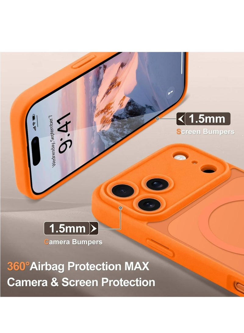 PULUZ iPhone 17 Pro Case, [Compatible with Magsafe] [Full Camera Protection] Magnetic Translucent Matte Back Bumper Shockproof Protective Phone Cover,Orange - Image 2