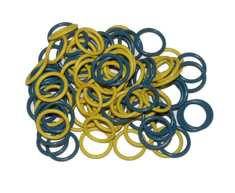 100 Pack Soft Stitch Ring Markers Blue Yellow Medium Size for Needle Sizes 915 Includes 2 Colors for KnittingCrochetetc
