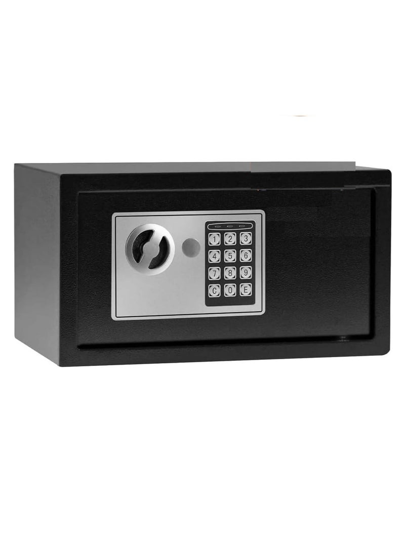 RENOVO Digital Safe Box With Electronic Keypad and Key Lock Black 230 MM - Image 1