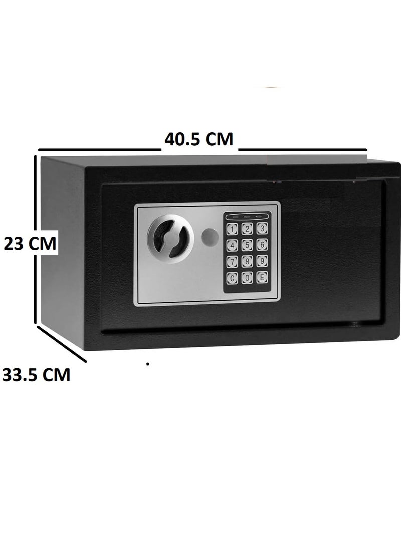 RENOVO Digital Safe Box With Electronic Keypad and Key Lock Black 230 MM - Image 2