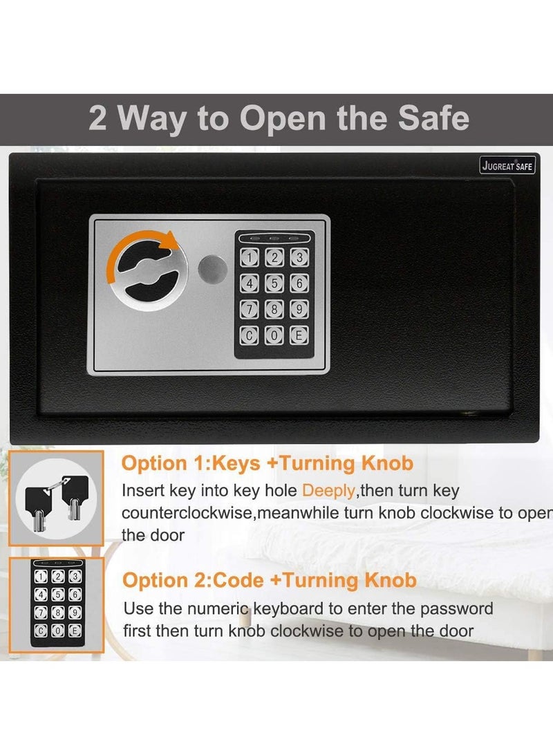RENOVO Digital Safe Box With Electronic Keypad and Key Lock Black 230 MM - Image 3