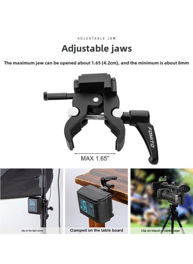 Generic Suitable For V-port Gusset Plate Strong Entrainment Crab Clamp Portable Photography Fixed Tripod V-port Metal Clamp-Body Color:Vk-06 V Port Metal Clip  - Image 1
