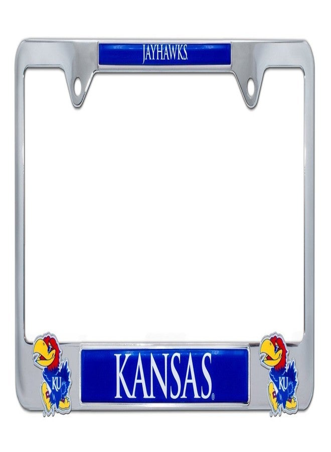 Premium KU Kansas Mascot License Plate Frame w/Dual 3D Logos - Second Generation (Kansas)