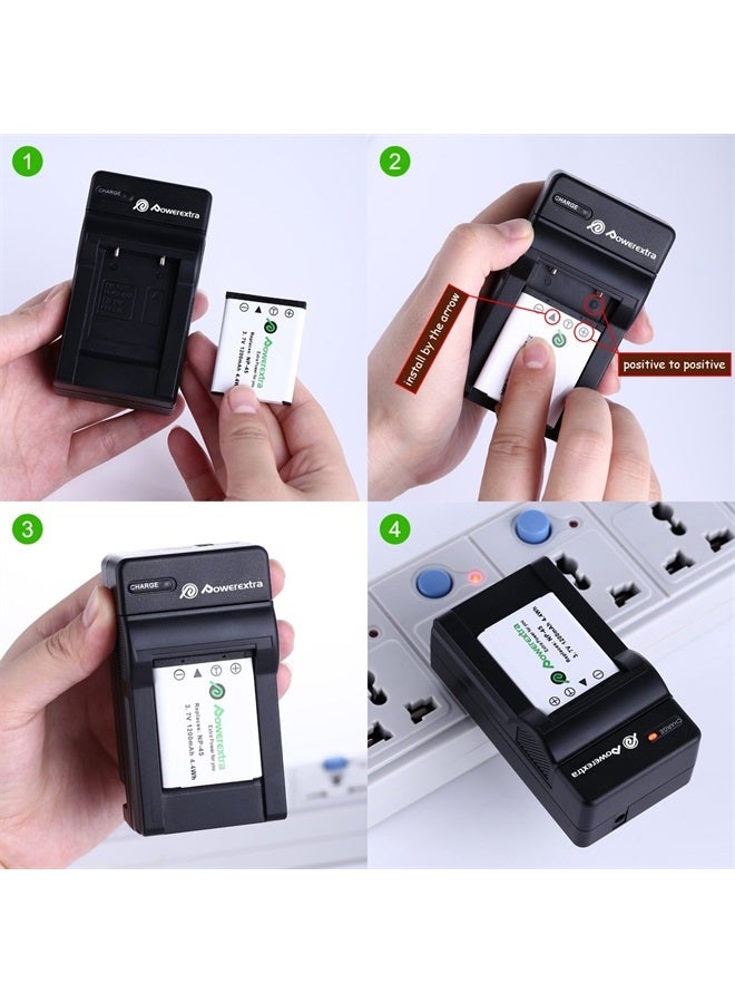 Powerextra 2 x NP-45A NP-45B NP-45S Battery and Charger Compatible with Fujifilm INSTAX Mini 90 Fujifilm FinePix XP140 XP130 XP120 XP90 XP80 XP70 XP60 XP50 XP30 XP20 T560 T550 T510 T500 T400 T360 - Image 2