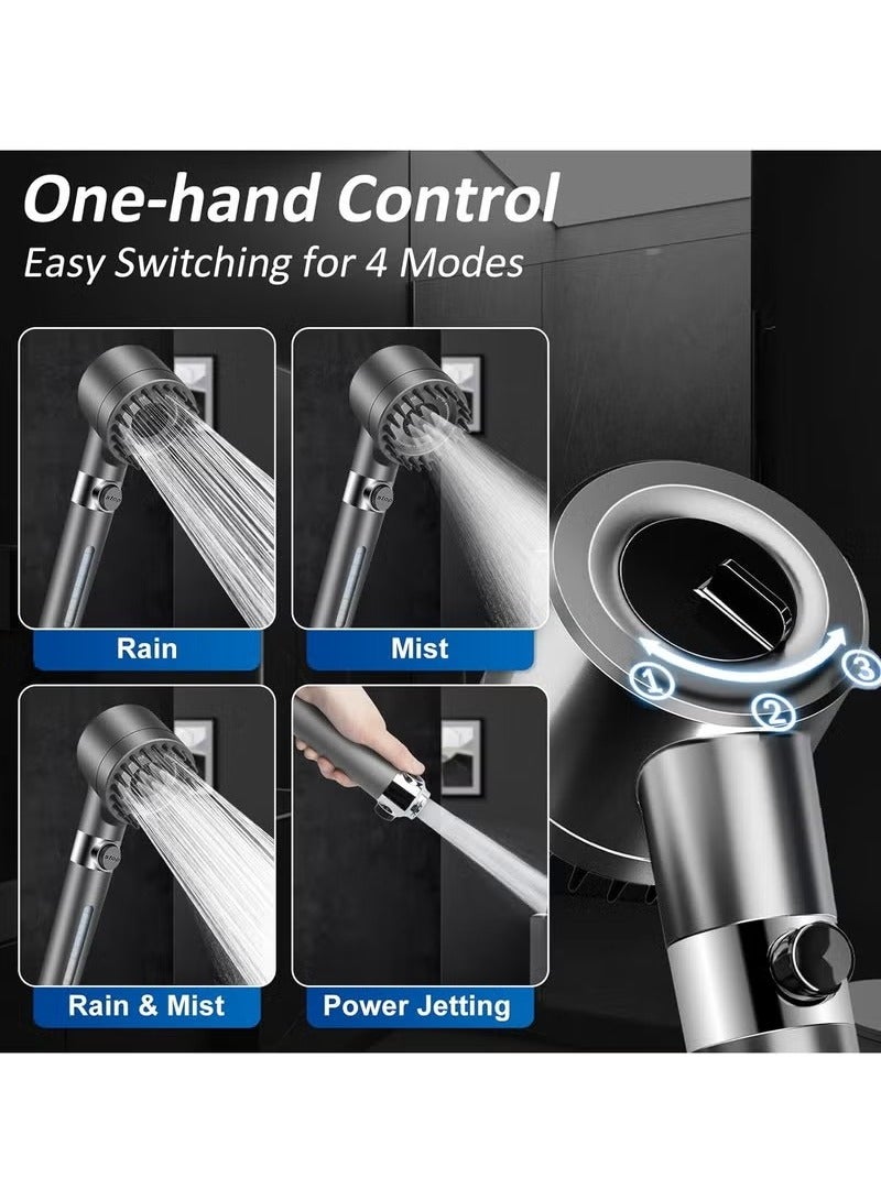 Beauenty Shower Head with Handheld – High-Pressure, High-Flow Showerhead for Low Water Pressure, Includes 60" Hose, Bracket, and Rubber Washers. - Image 3