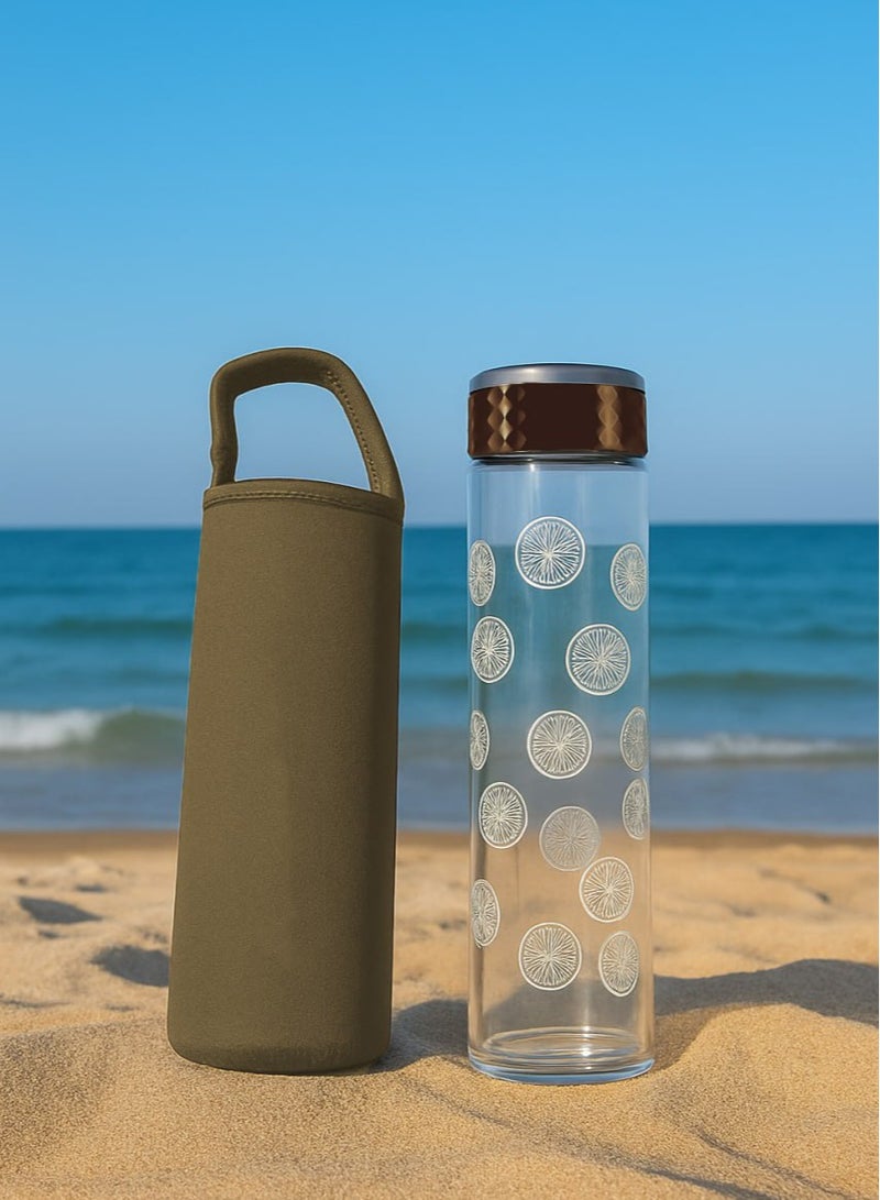 Glass Water Bottle with Neoprene Sleeve - Image 5