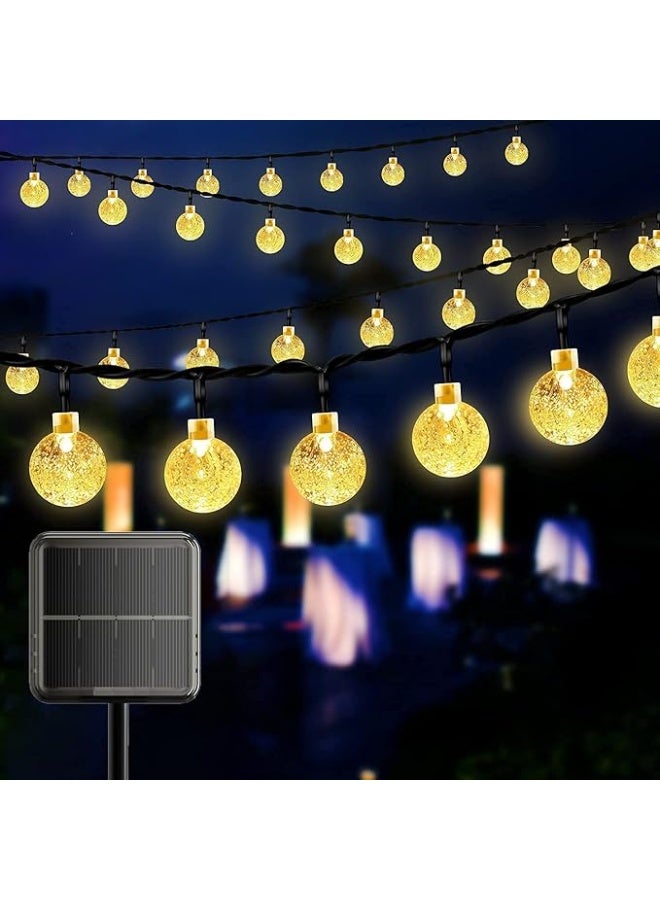 سوفام أضواء السلسلة الشمسية الحمراء في الهواء الطلق، أضواء الجنية ذات الكرة البلورية البيضاء الدافئة أضواء السلسلة الشمسية المقاومة للماء للحديقة، إضاءة الزينة للمنزل، الحديقة، الباتيو، الساحة والحفلة (100 LED 12M) - Image 1