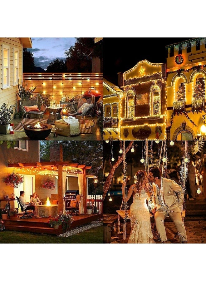 سوفام أضواء السلسلة الشمسية الحمراء في الهواء الطلق، أضواء الجنية ذات الكرة البلورية البيضاء الدافئة أضواء السلسلة الشمسية المقاومة للماء للحديقة، إضاءة الزينة للمنزل، الحديقة، الباتيو، الساحة والحفلة (100 LED 12M) - Image 4