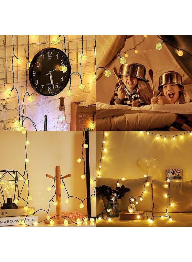 سوفام أضواء السلسلة الشمسية الحمراء في الهواء الطلق، أضواء الجنية ذات الكرة البلورية البيضاء الدافئة أضواء السلسلة الشمسية المقاومة للماء للحديقة، إضاءة الزينة للمنزل، الحديقة، الباتيو، الساحة والحفلة (100 LED 12M) - Image 3