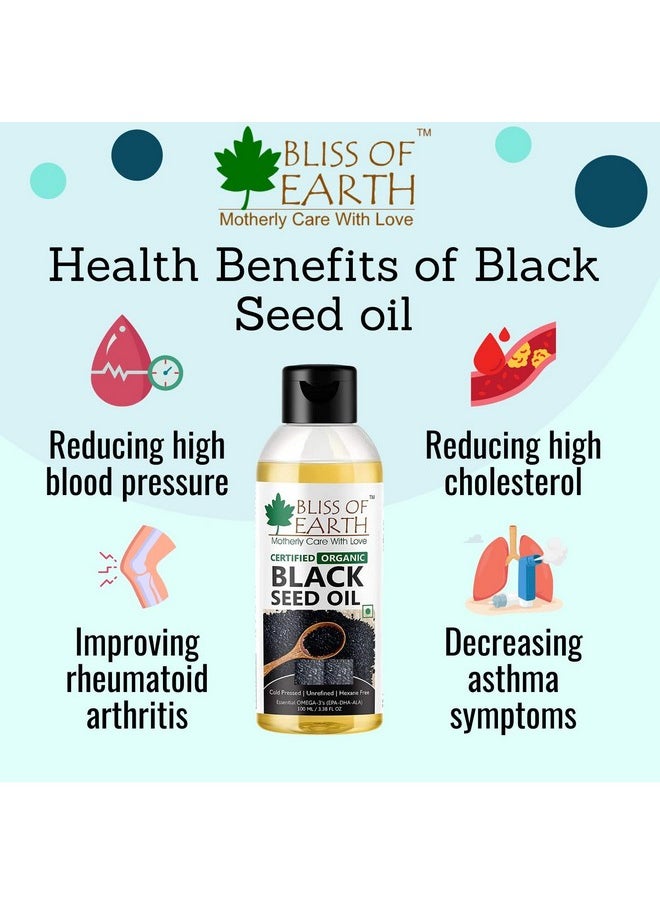 BLISS OF EARTH - 100Ml Certified Organic Black Seed Oil+Argan Oil Of Morocco For Face, Hair & Skin, Cold Pressed & Unrefined, 100Ml (Pack Of 2) - Image 1