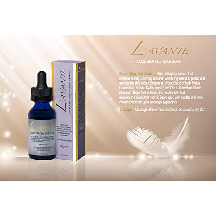 L'avante Double Stem Cell Silver Serum - Anti-aging, Anti-wrinkle and Skin Rejuvenation Treatment for Face and Neck, Scar and Acne Treatment, Moisturizer, Skin Hydration - Image 3