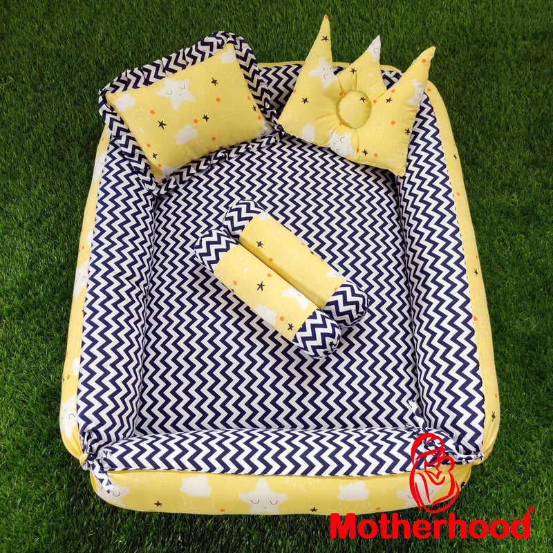 MOTHERHOOD MOTHERHOOD Box Baby Tub Bed with 4 pc Baby Pillow and 1 Large Baby Blanket Luxury UltraSoft Comfortable Baby Mattress Bed Sleeper Bedding Set coSleeper for Newborn to Toddlers Yellow - Image 5