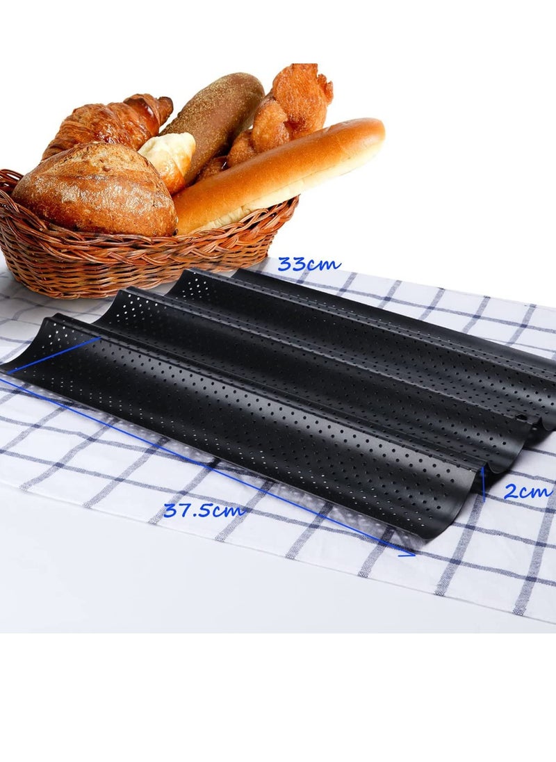 Generic - Bread Pan Non-Stick Perforated French Baguette Mold for Baking Loaves French Bread Baking Tray Non-Stick Silicone French Bread Mould Baking Molds Pan 4 Loaves - Image 1