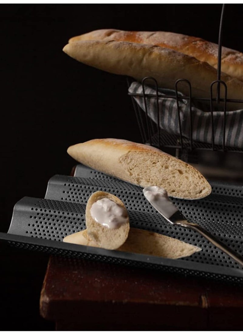 Generic - Bread Pan Non-Stick Perforated French Baguette Mold for Baking Loaves French Bread Baking Tray Non-Stick Silicone French Bread Mould Baking Molds Pan 4 Loaves - Image 1
