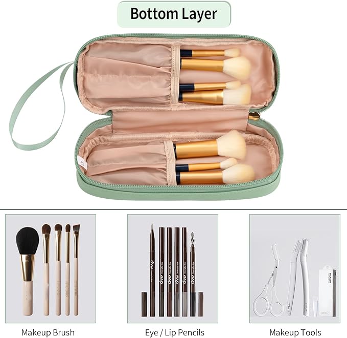 Ethereal Clear Makeup Bag Small Travel Makeup Bag with Brushes Organiser Compartments TSA Approved Toiletry Bag for Travel Size Toiletries Holiday Essentials Women Black - Image 3