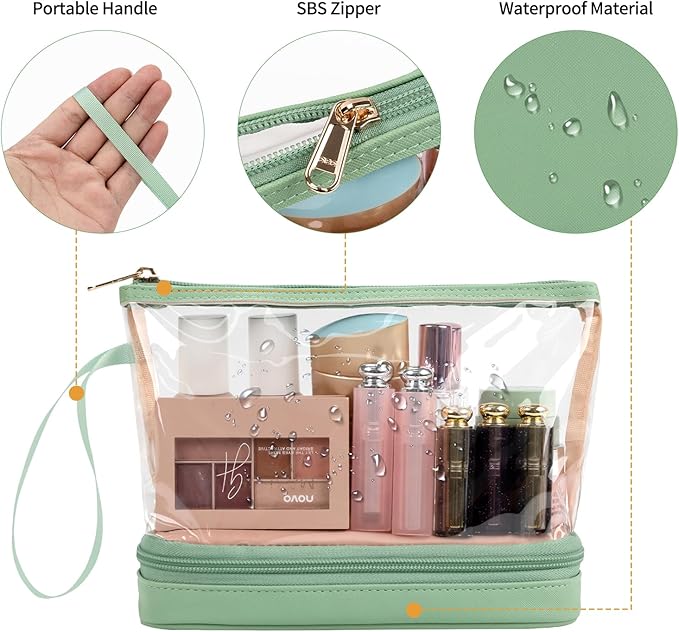 Ethereal Clear Makeup Bag Small Travel Makeup Bag with Brushes Organiser Compartments TSA Approved Toiletry Bag for Travel Size Toiletries Holiday Essentials Women Black - Image 4