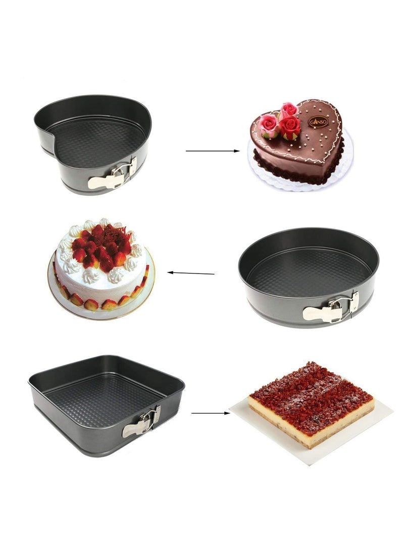 SGMSC SGMSC Round Aluminium NonStick Backing Cake Moulds Pan Can be Used in Microwave Ovens Black Set of 3  - Image 2