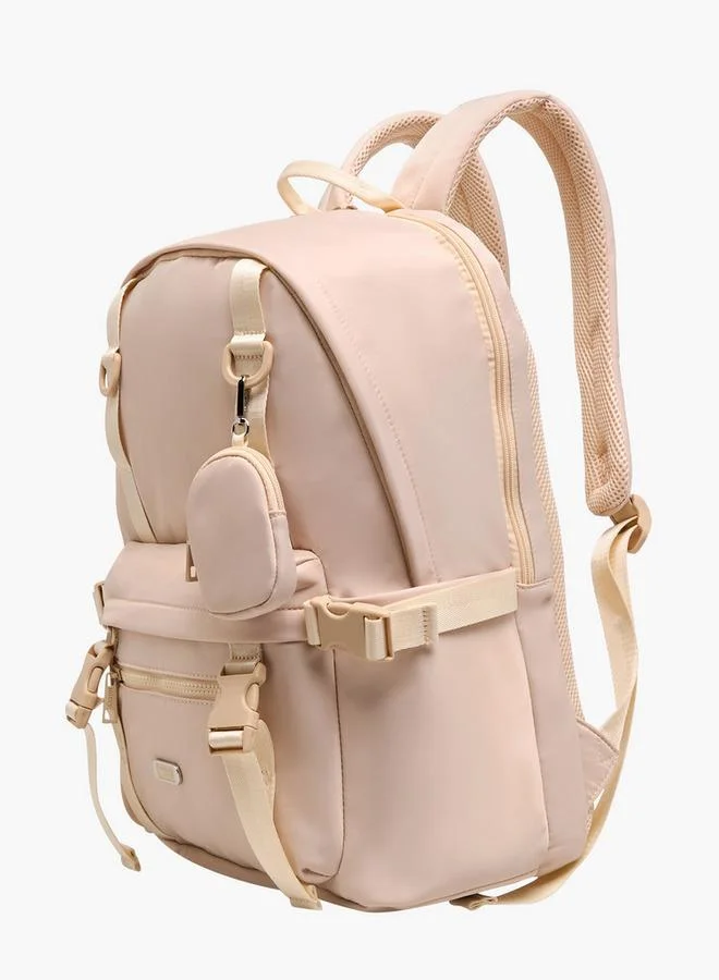 MISSY Solid Backpack with Adjustable Shoulder Straps and Pouch