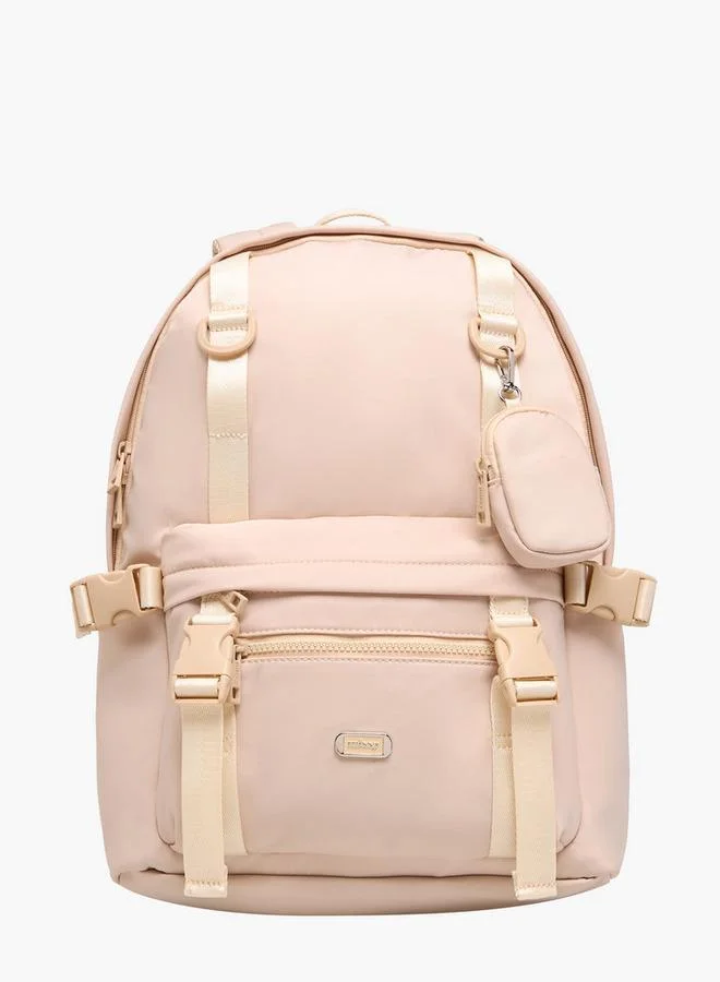 MISSY Solid Backpack with Adjustable Shoulder Straps and Pouch