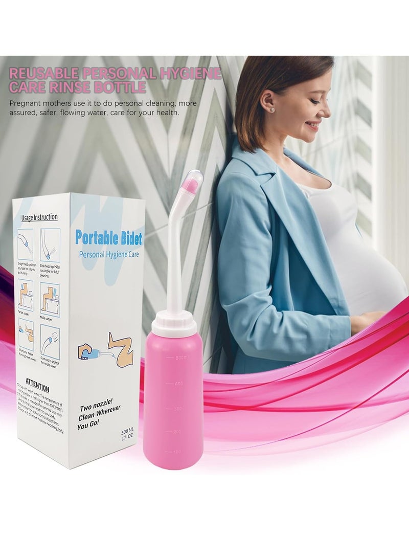 بخاخ بيديه محمول للسفر بسعة 500 مل، لتنظيف المرحاض والعناية بعد الولادة وتنظيف الأطفال، بفوهتين، مقاوم للتسرب ودرجات الحرارة العالية - Image 4