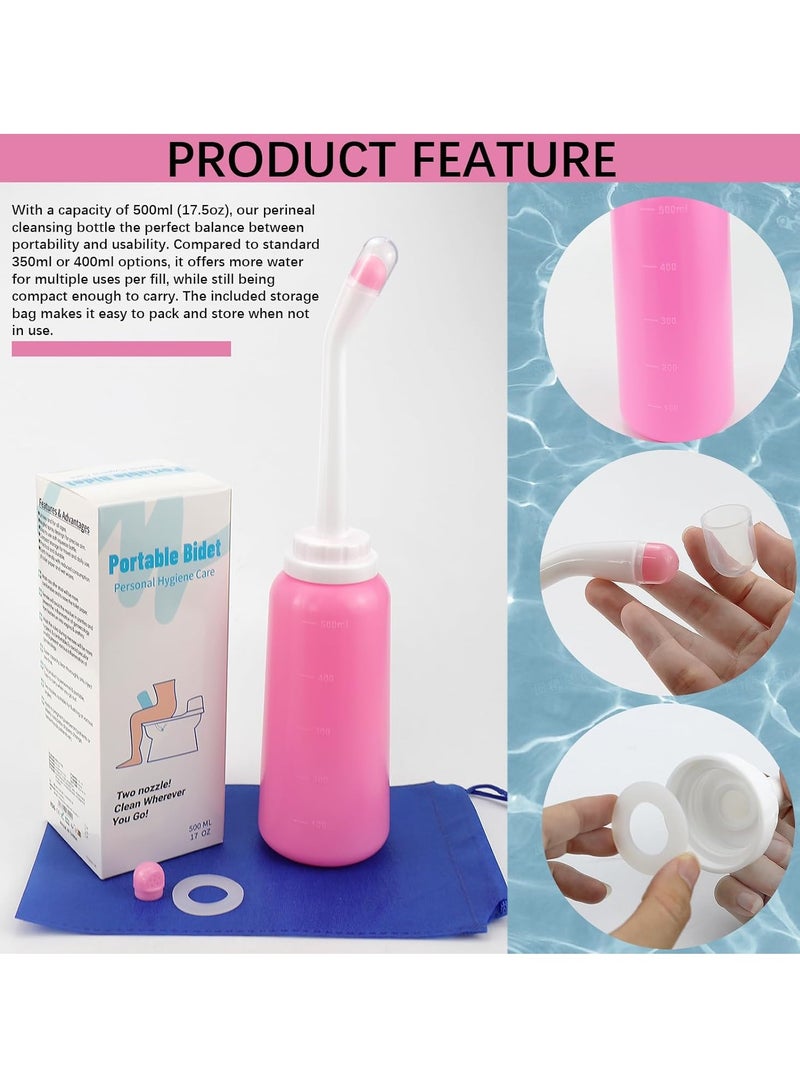 بخاخ بيديه محمول للسفر بسعة 500 مل، لتنظيف المرحاض والعناية بعد الولادة وتنظيف الأطفال، بفوهتين، مقاوم للتسرب ودرجات الحرارة العالية - Image 3