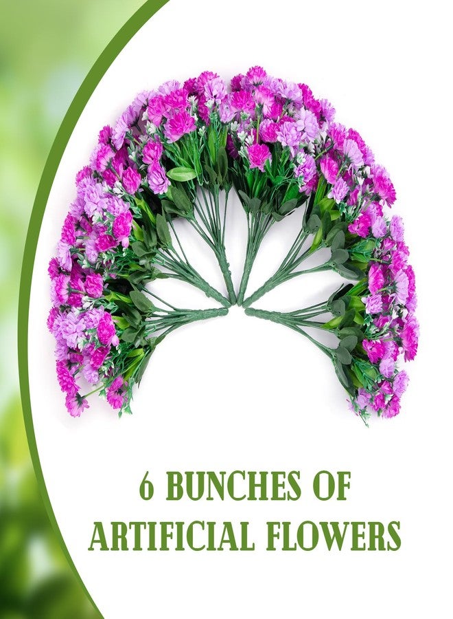 Ammyoo Artificial Flowers for Outdoors Decoration, 6 Bundles Silk Marigold Flower UV Resistant Look Real Faux Plants for Garden Porch Planter Patio Balcony Yard Home Decor (Double Purple) - Image 4