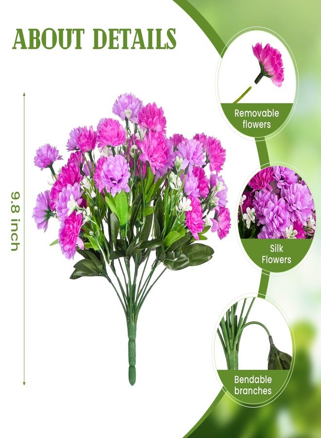 Ammyoo Artificial Flowers for Outdoors Decoration, 6 Bundles Silk Marigold Flower UV Resistant Look Real Faux Plants for Garden Porch Planter Patio Balcony Yard Home Decor (Double Purple) - Image 3