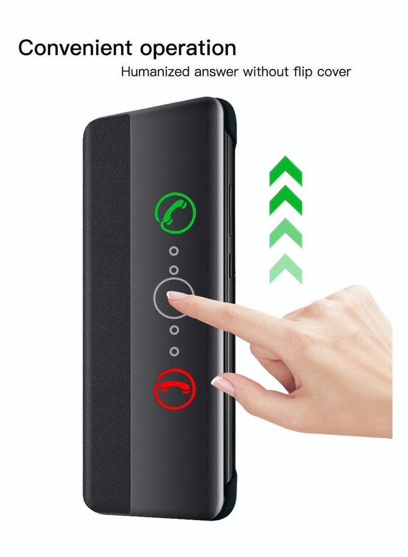 Y&D Phone Case, SYOSI for Huawei P40 Pro Case Smart View Window Flip Cover PU Leather Protective 6.58" Black - Image 4