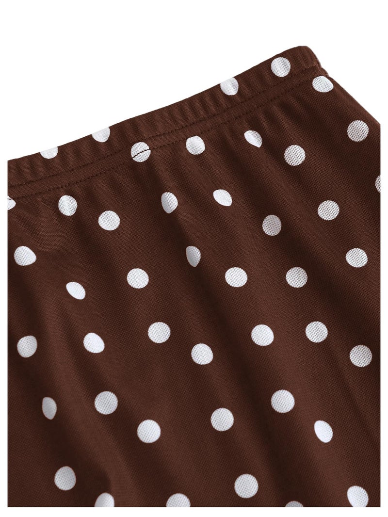 Verdusa Women's Polka Dots Mini Skirt Y2K Vintage Mesh Country Concert Outifits Chocolate Brown Medium - Image 5