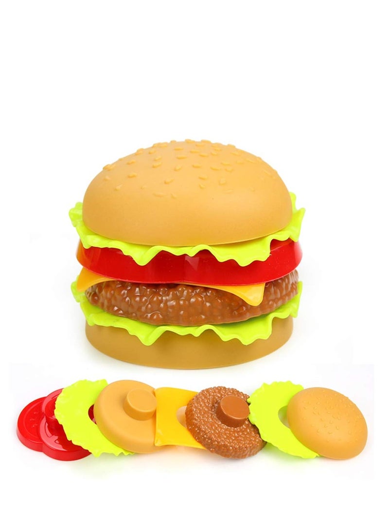 SYOSI Pretend Play Food Set, Play Food for Kids Kitchen, Toy Foods with Play Burger and Hot Dog Removable Plastic Food for Pretend Play Kids Toddler Childrens Gifts - Image 3