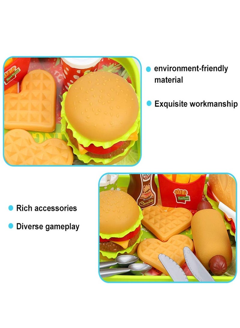 SYOSI Pretend Play Food Set, Play Food for Kids Kitchen, Toy Foods with Play Burger and Hot Dog Removable Plastic Food for Pretend Play Kids Toddler Childrens Gifts - Image 5