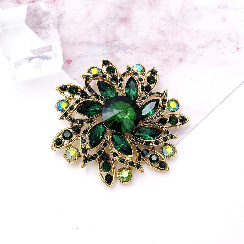 LAXPICOL Vintage Women's Austrian Crystal Elegant Flower Brooch Wedding Broach Pin - Image 2