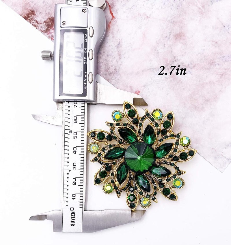LAXPICOL Vintage Women's Austrian Crystal Elegant Flower Brooch Wedding Broach Pin - Image 3