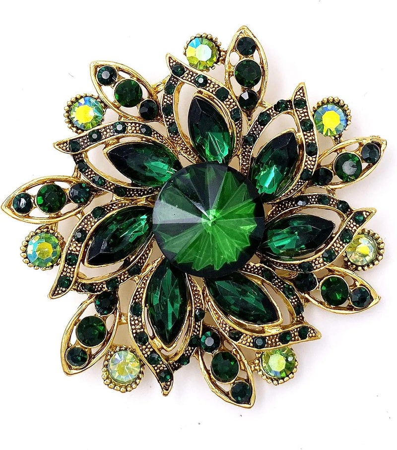 LAXPICOL Vintage Women's Austrian Crystal Elegant Flower Brooch Wedding Broach Pin - Image 1