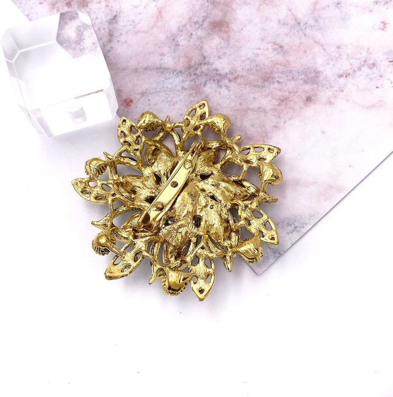 LAXPICOL Vintage Women's Austrian Crystal Elegant Flower Brooch Wedding Broach Pin - Image 4