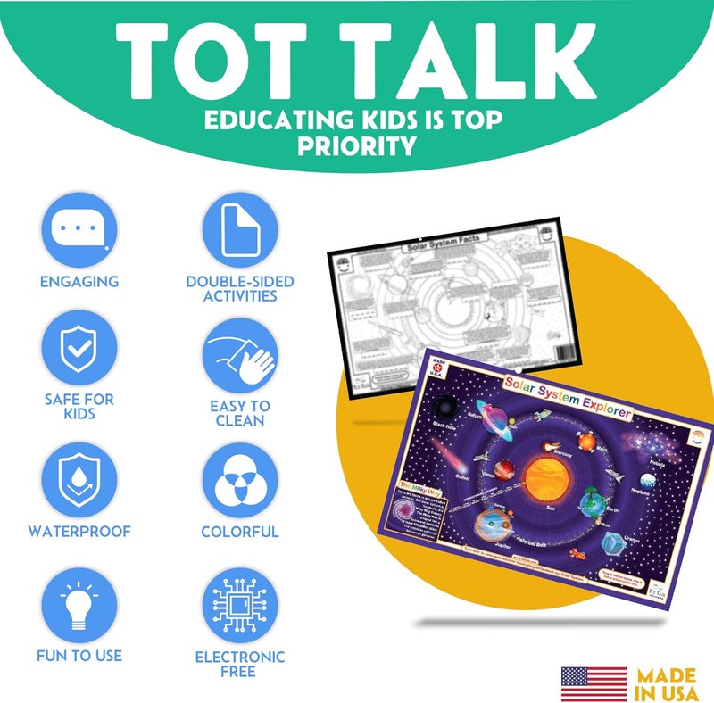 Tot Talk لوحة تعليمية دورية للأطفال مصنوعة في الولايات المتحدة الأمريكية  لوحة علمية كيميائية  مسائل تدريبية على الجهة الخلفية  متينة مزدوجة الجوانب مقاومة للماء قابلة للمسح  من توت توك  175 × 115 - Image 3