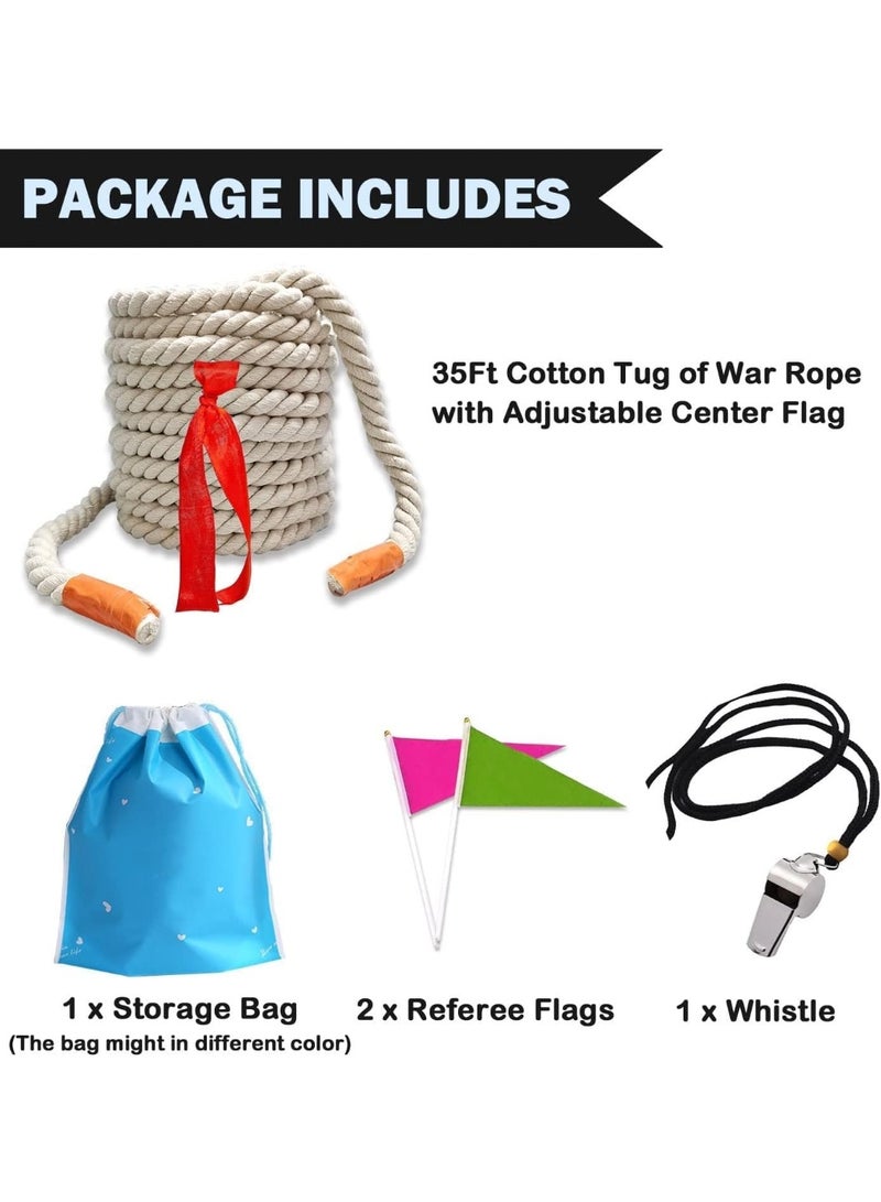 35FT Tug of War Rope for Kids and Adults, Field Day Soft Cotton Rope Games for Team Building Activities, Outdoor Lawn Yard Family Reunion Birthday Party Games - Image 5