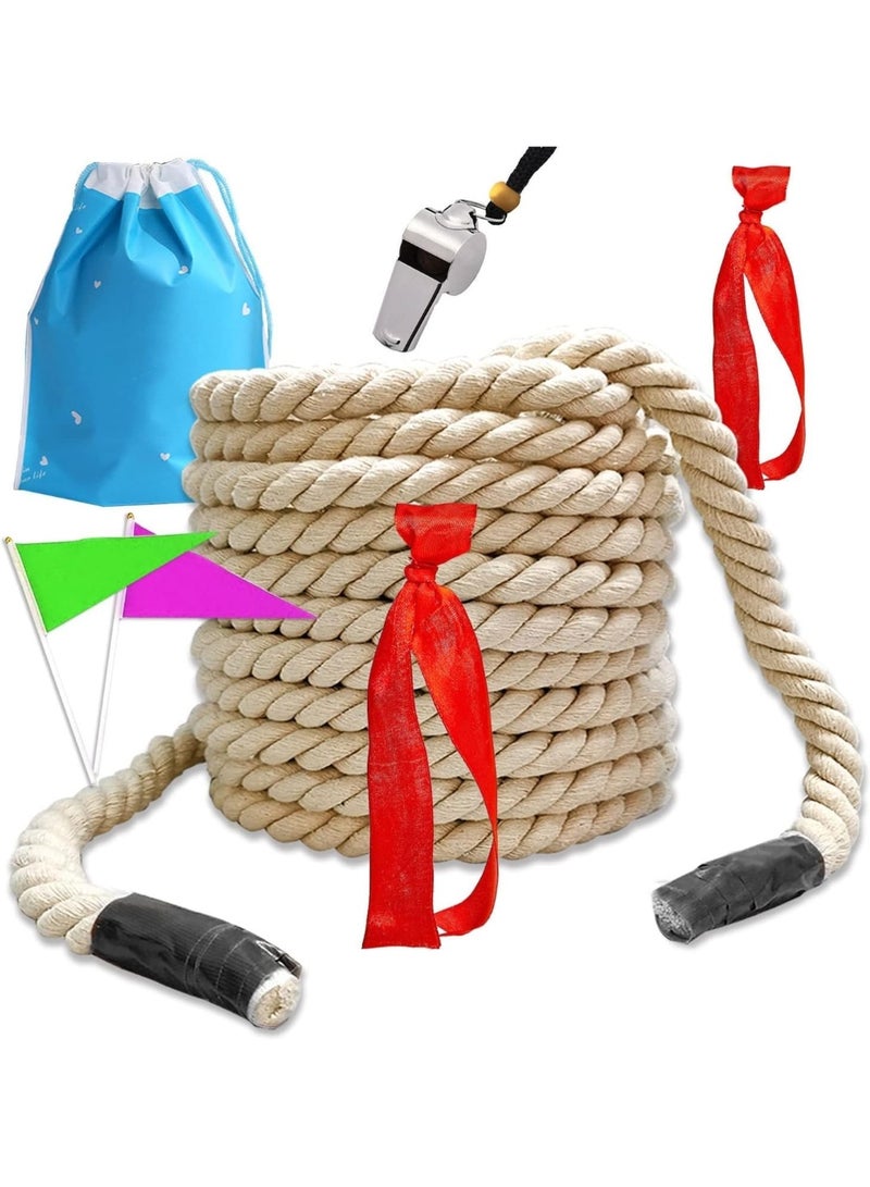 35FT Tug of War Rope for Kids and Adults, Field Day Soft Cotton Rope Games for Team Building Activities, Outdoor Lawn Yard Family Reunion Birthday Party Games - Image 1