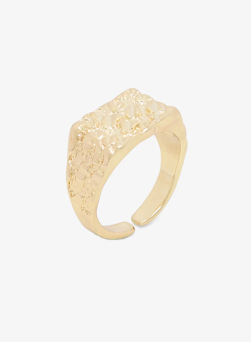 Seventy Five  Gold Textured Statement Ring for Men | Best Price UAE