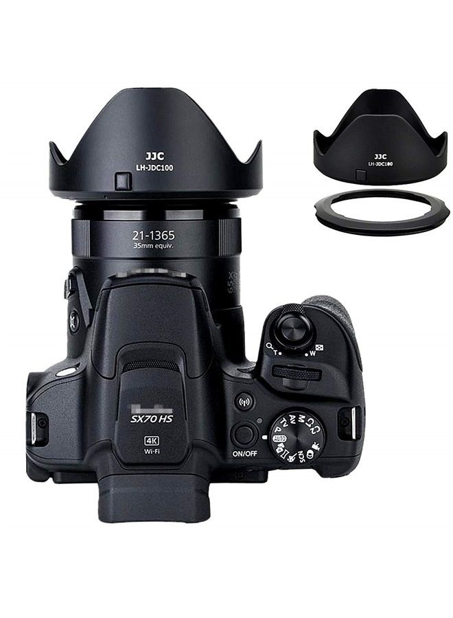 JJC Reversible Lens Hood Shade Protector & 67mm Filter Adapter Ring for Canon Powershot SX70 HS, G3 X, SX60 HS, SX50 SX40 HS, SX30 is, SX20 is, SX540 SX530 SX520 HS Replaces Canon LH-DC100 & FA-DC67B