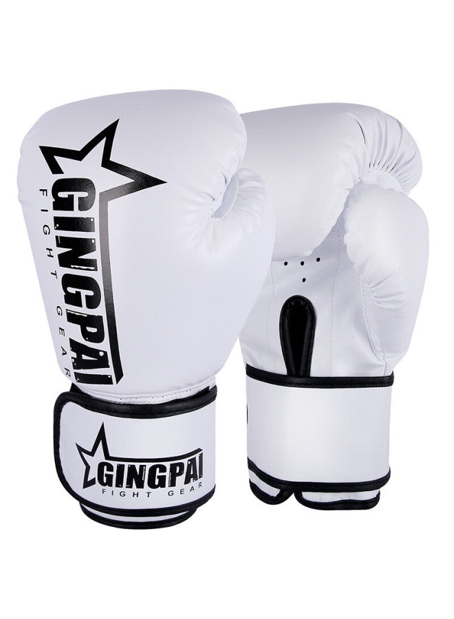Competing pie Jingpai Boxing Gloves Adult Children Sanda Fighting Gloves Uni Breathable Training Punching Bag White 10oz - Image 1