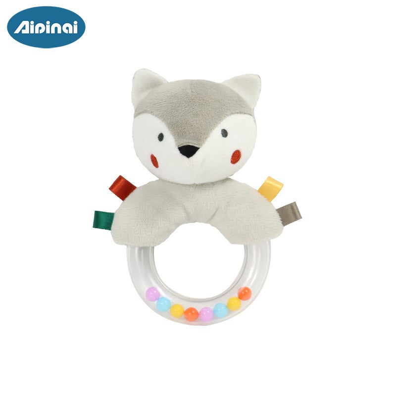 New baby hand ring 0-1 year old grip hand ring newborn baby hand ring plush toy in stock Nordic fox hand bell 