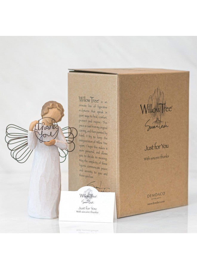 Willow Tree Just for You Angel, with Sincere Thanks, A Gift to Express Appreciation and Thankfulness for Teachers, Volunteers, Donors, Caregivers, Friends, Sculpted Hand-Painted Angel Figure - Image 5