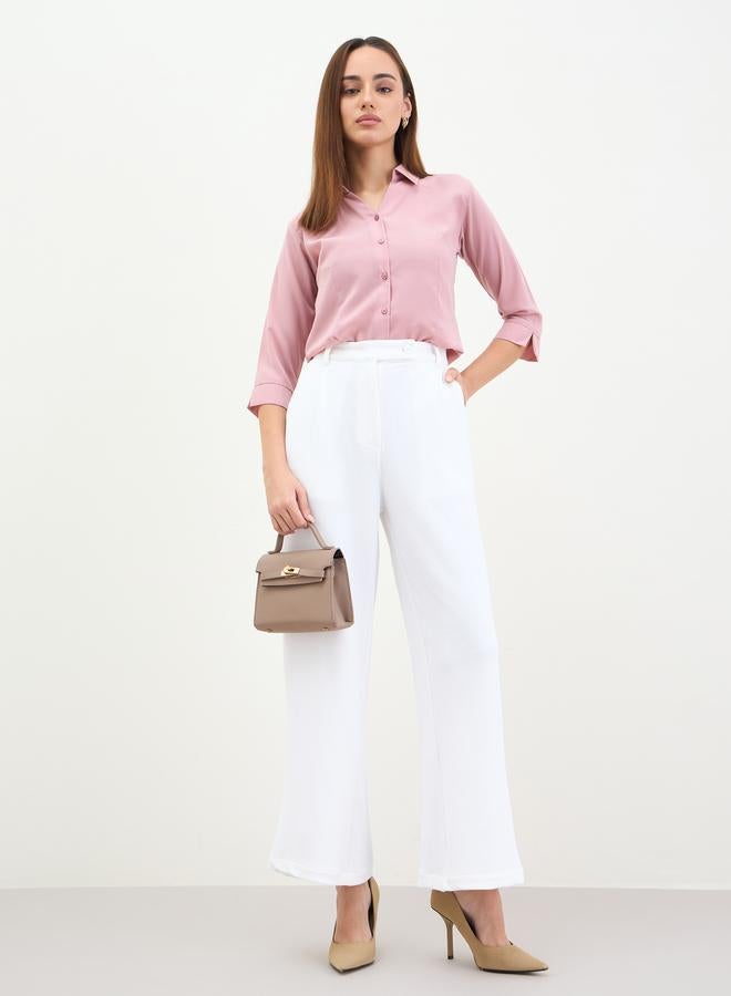 Styli Women White Wide Leg Trousers - Image 1
