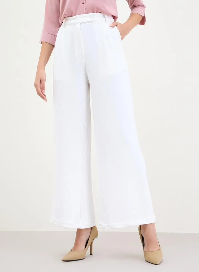Styli Women White Wide Leg Trousers