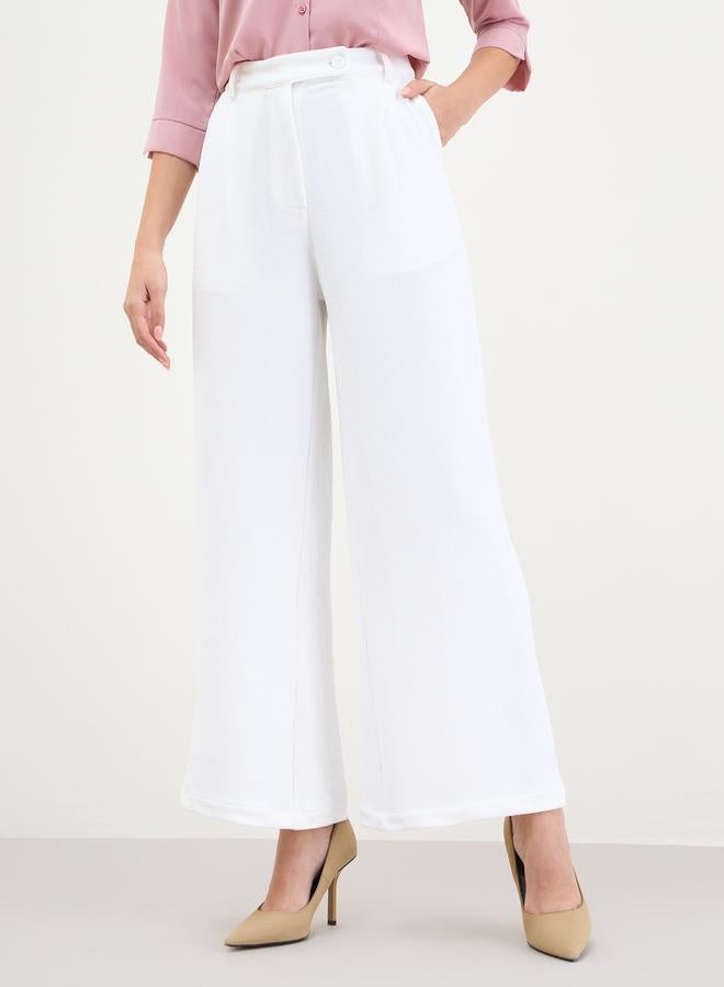 Styli Women White Wide Leg Trousers - Image 2