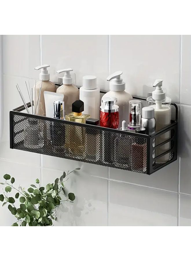Black Heavy Duty Metal Bathroom Shower Organizer Shelf No Drill Installation Space Saving Storage Rack - Image 1