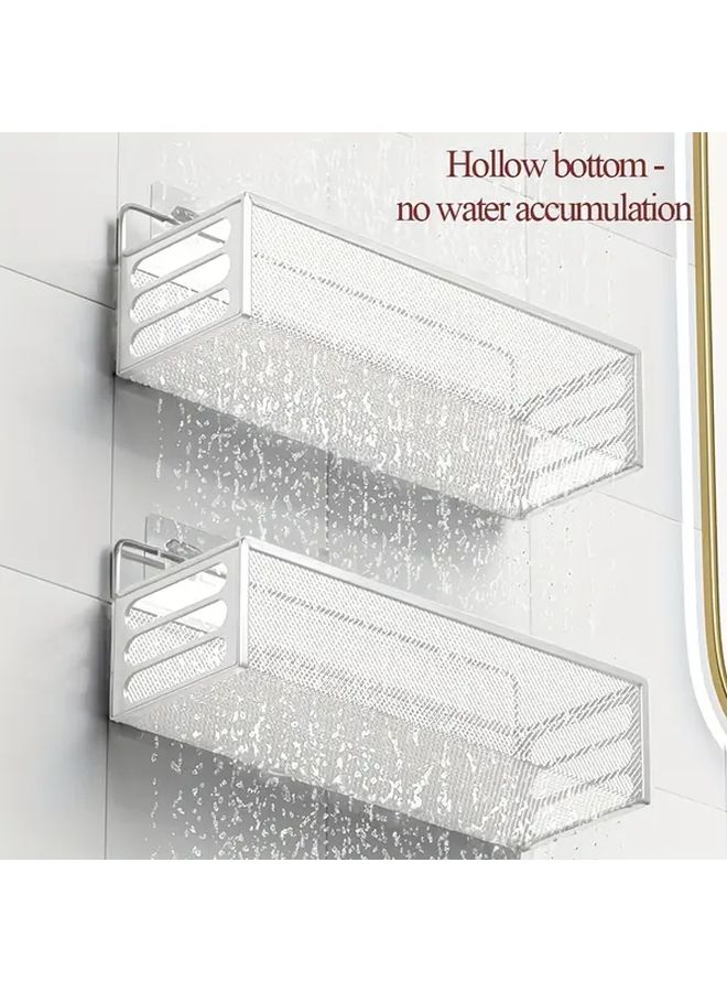 Black Heavy Duty Metal Bathroom Shower Organizer Shelf No Drill Installation Space Saving Storage Rack - Image 2