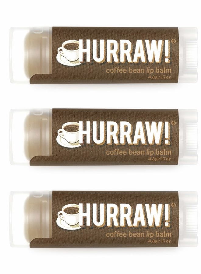 Hurraw! Coffee Bean Lip Balm, 3 Pack: Organic, Certified Vegan, Cruelty and Gluten Free. Non-GMO, 100% Natural Ingredients. Bee, Shea, Soy and Palm Free. Made in USA - Image 1